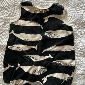 Hand sewn baby romper with super cute whale pattern